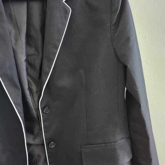 Women's Black Blazer with White Trim - Picture 1 of 5